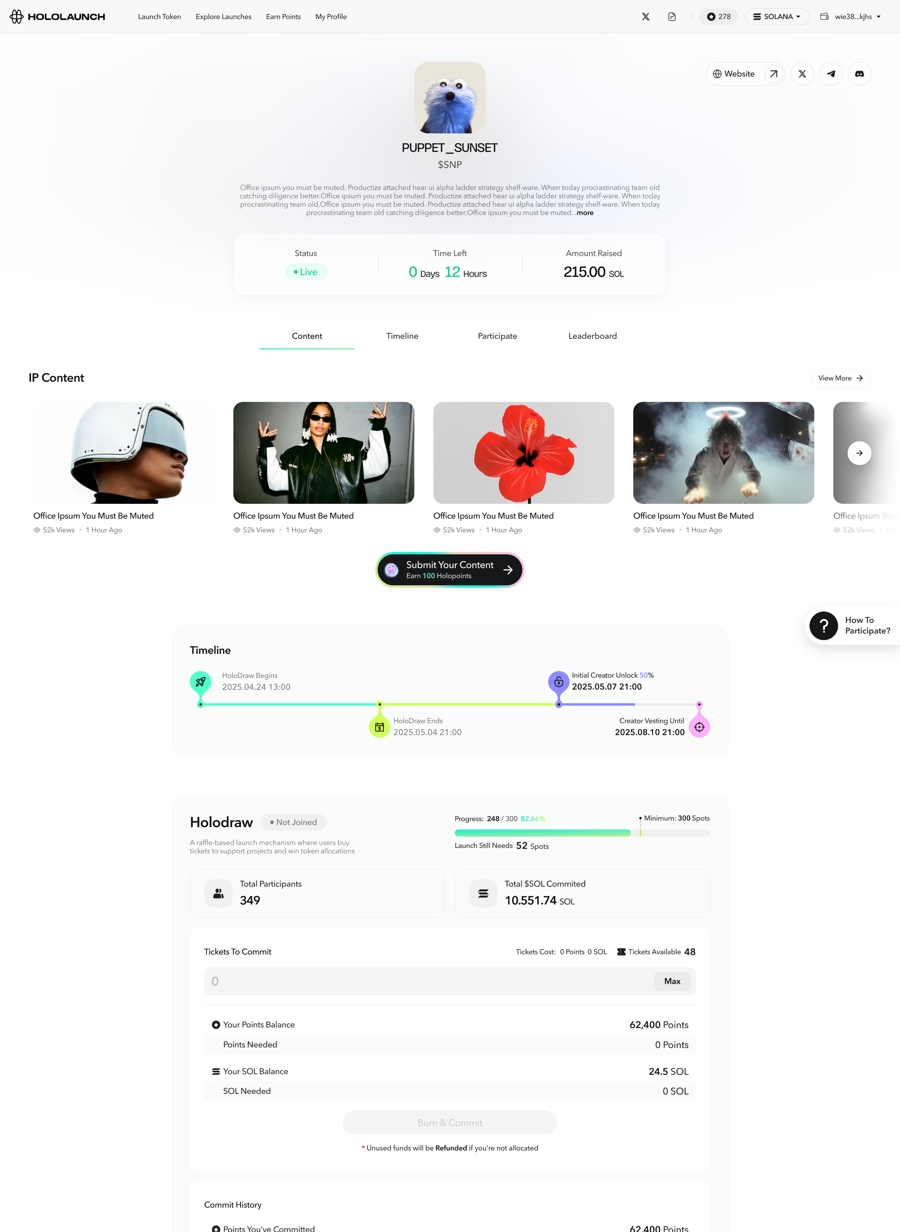 Project detail — header and tabs