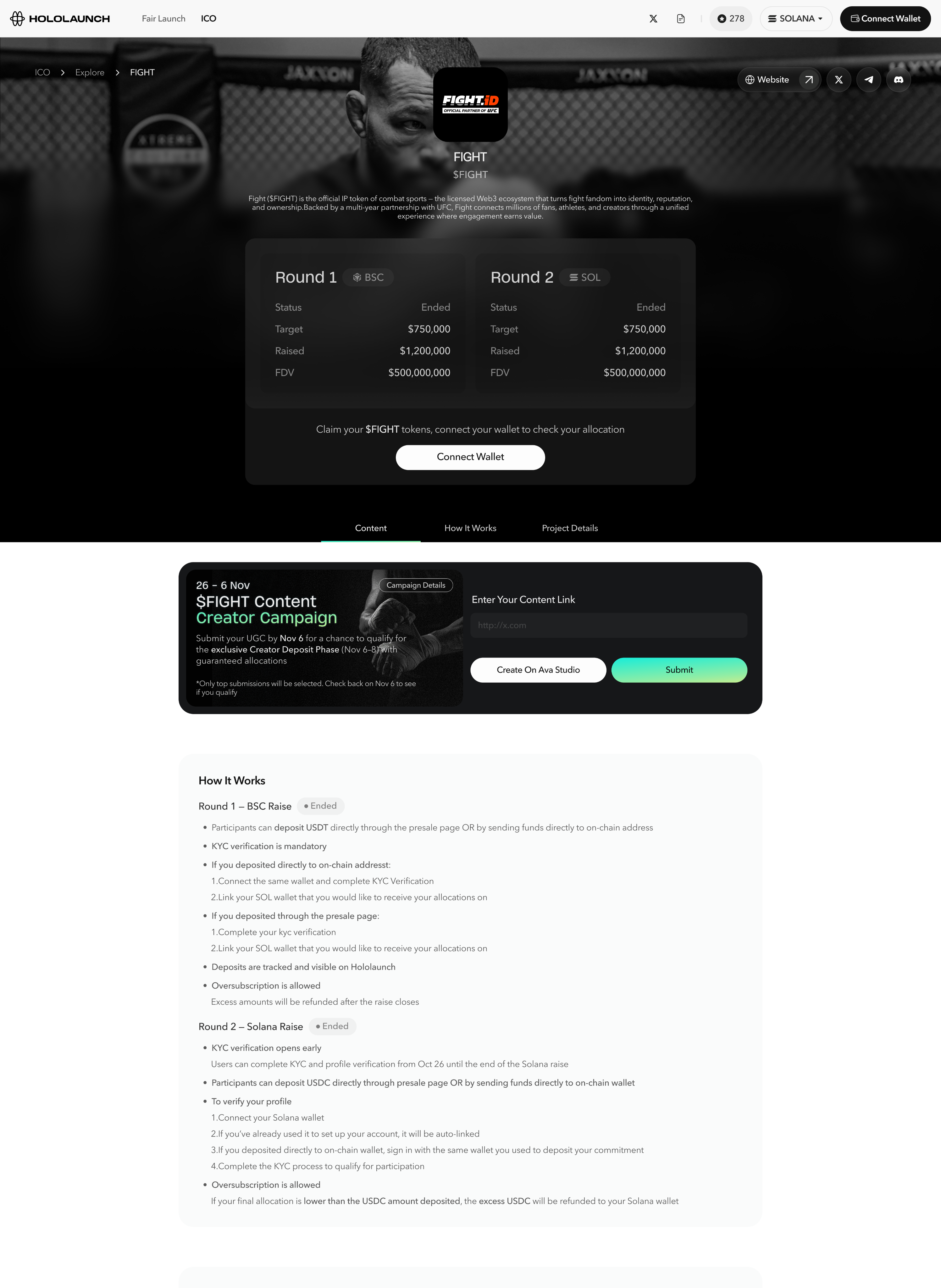 $FIGHT project detail — tokenomics and roadmap