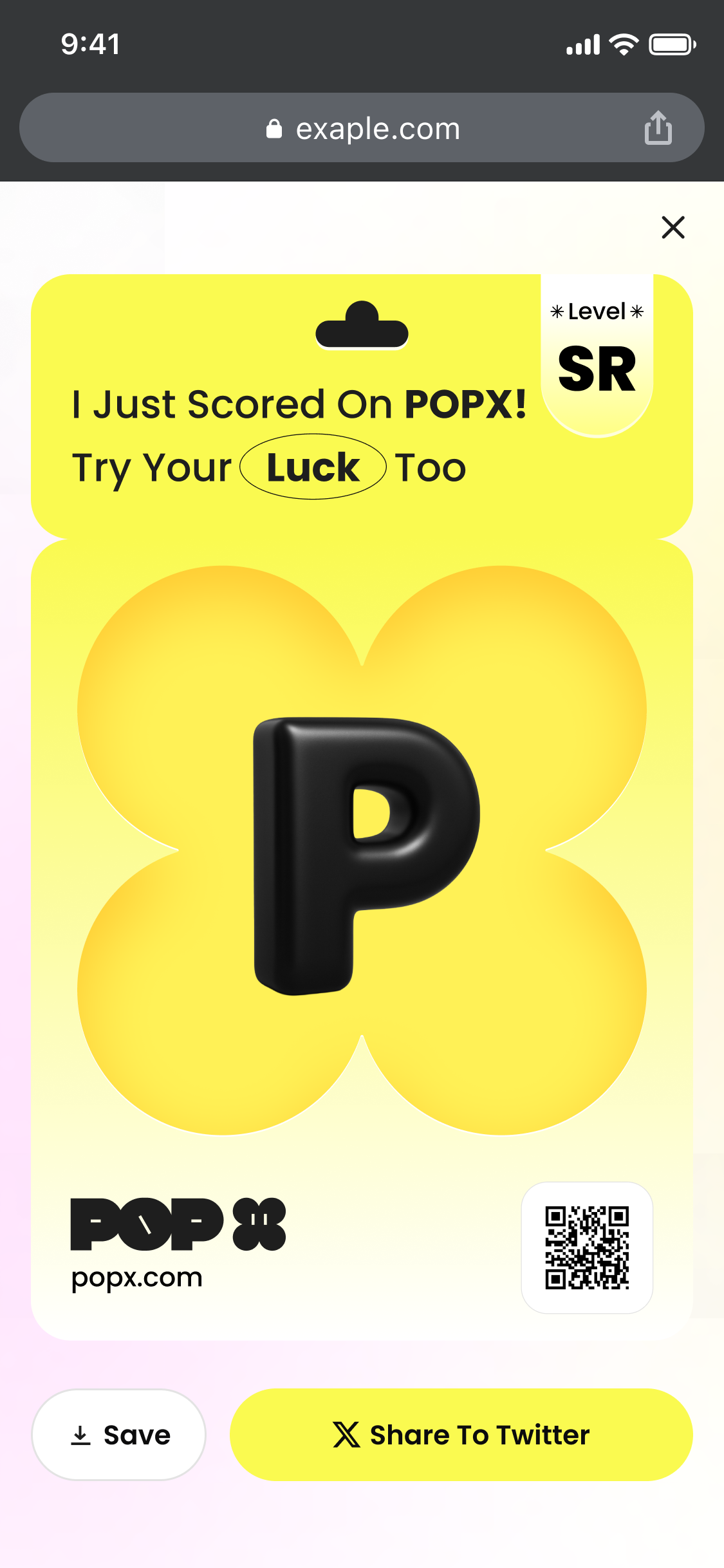 Mobile — share popup